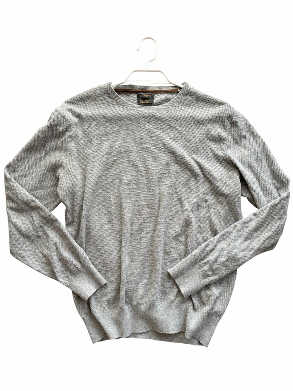 Gutteridge Black Label Cotton Cashmere Knit Pullover Sweater Grey Crewneck Basic
